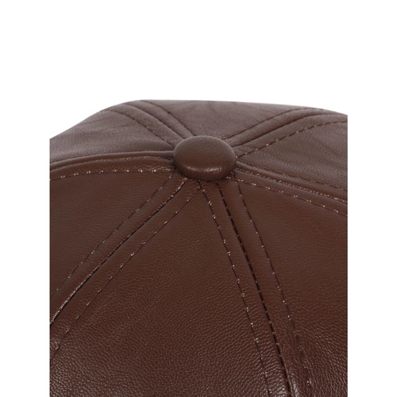 vegan leather Solid Baseball Cap hat black - Picture 5 of 6